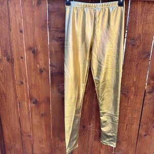 Gold metallic leggings. Size S
